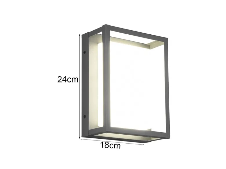 LED Außenwandleuchte WITHAM mit Metall Rahmen Anthrazit, Höhe 24cm