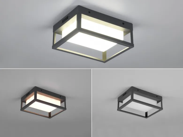 LED Außenwandleuchte WITHAM mit Metall Rahmen Anthrazit, Höhe 24cm