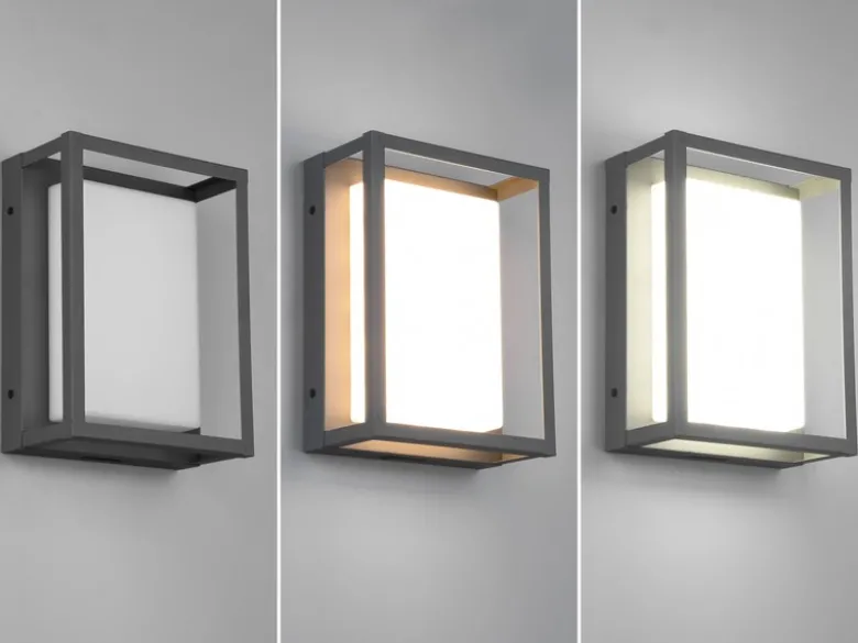 LED Außenwandleuchte WITHAM mit Metall Rahmen Anthrazit, Höhe 24cm