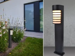 LED Außen Wegeleuchte Retro Optik - ALU Schwarz, IP54, Höhe 75cm
