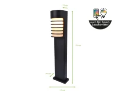LED Außen Wegeleuchte Retro Optik - ALU Schwarz, IP54, Höhe 75cm