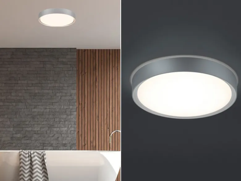 LED Bad Deckenleuchte CLARIMO in Grau, IP44 Ø 33cm