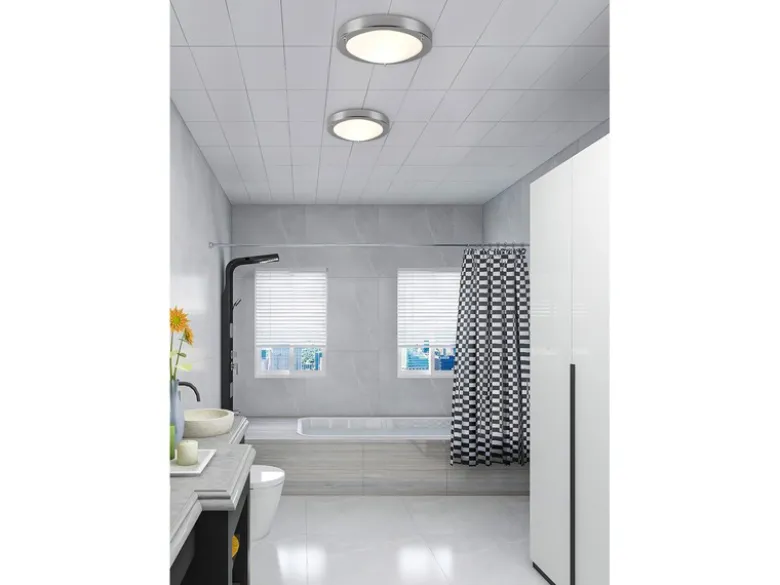 LED Bad Deckenleuchte in Chrom mit Glas Opal Weiß Badlampen, Ø 31,5cm