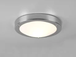 LED Bad Deckenleuchte in Chrom mit Glas Opal Weiß Badlampen, Ø 31,5cm