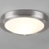 LED Bad Deckenleuchte in Silber mit Glas Opal Weiß Badlampen, Ø 31,5cm