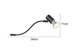 LED Badezimmerlampe in Schwarz für Spiegelschrank mit schwenkbarem Spot