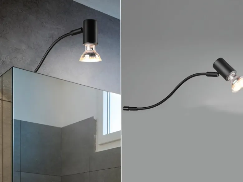 LED Badezimmerlampe in Schwarz für Spiegelschrank mit schwenkbarem Spot