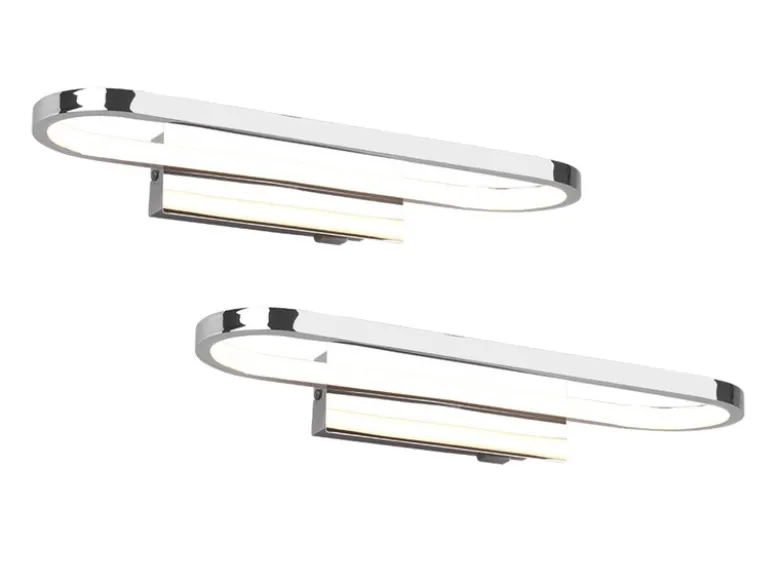 LED Badezimmer Wandleuchte 2er Set in Chrom - Spiegelleuchten, Breite 40cm