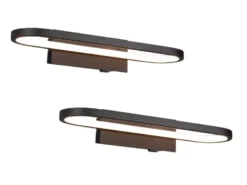 LED Badezimmer Wandleuchte 2er Set in Schwarz - Spiegelleuchten, Breite 40cm
