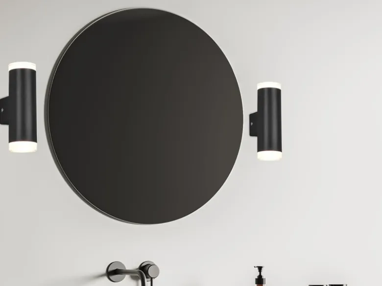 LED Badezimmer Wandleuchte 2er Set Up Down in Schwarz - Spiegelleuchten, H: 17cm