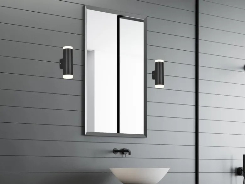 LED Badezimmer Wandleuchte 2er Set Up Down in Schwarz - Spiegelleuchten, H: 17cm