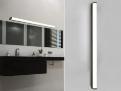 LED Badezimmer Wandleuchte FABIO in Schwarz - Spiegelleuchte, Breite 120cm
