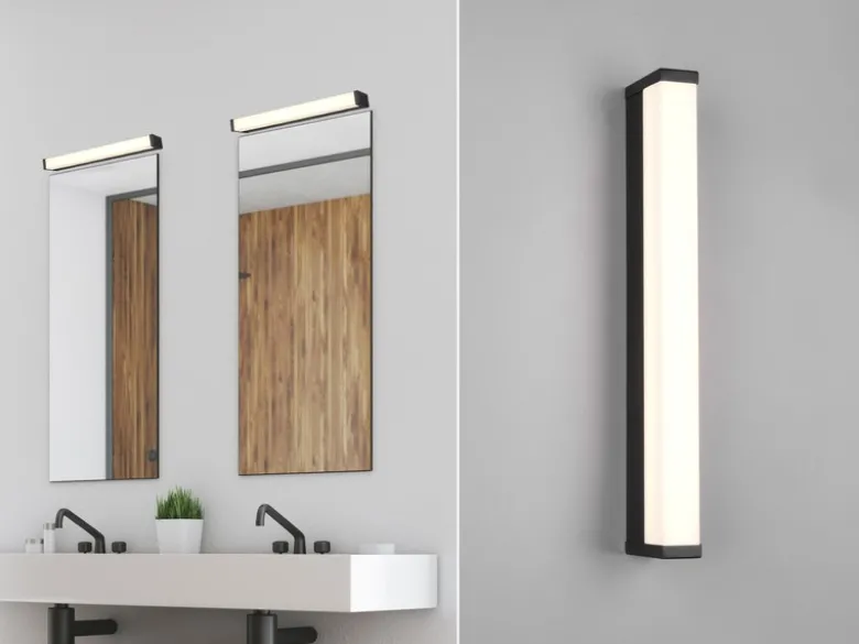 LED Badezimmer Wandleuchte FABIO in Schwarz - Spiegelleuchte, Breite 42,5cm