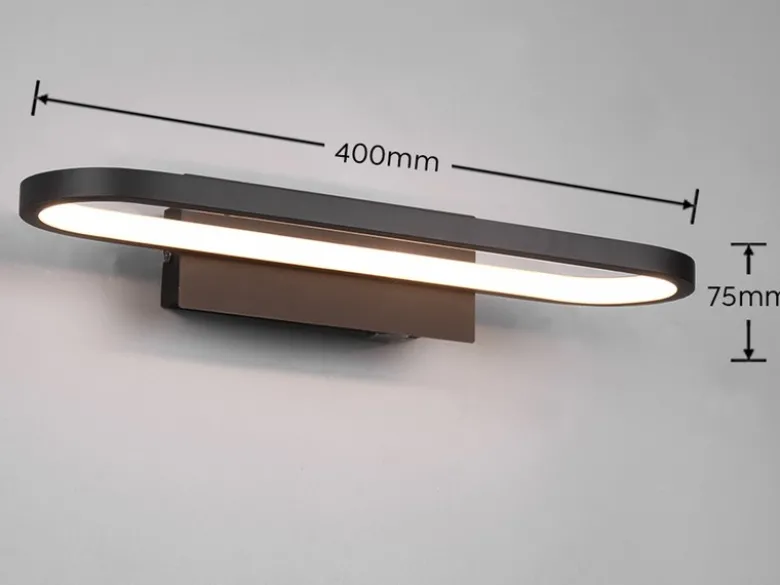LED Badezimmer Wandleuchte GIANNI in Schwarz - Spiegelleuchte, Breite 40cm