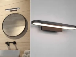 LED Badezimmer Wandleuchte GIANNI in Schwarz - Spiegelleuchte, Breite 40cm