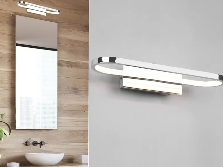 LED Badezimmer Wandleuchte GIANNI in Chrom - Spiegelleuchte, Breite 40cm