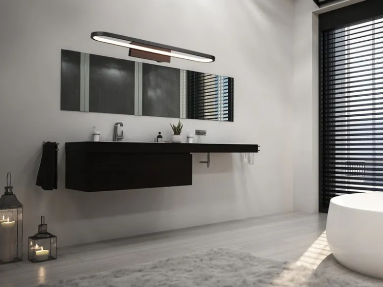 LED Badezimmer Wandleuchte GIANNI in Schwarz - Spiegelleuchte, Breite 60cm