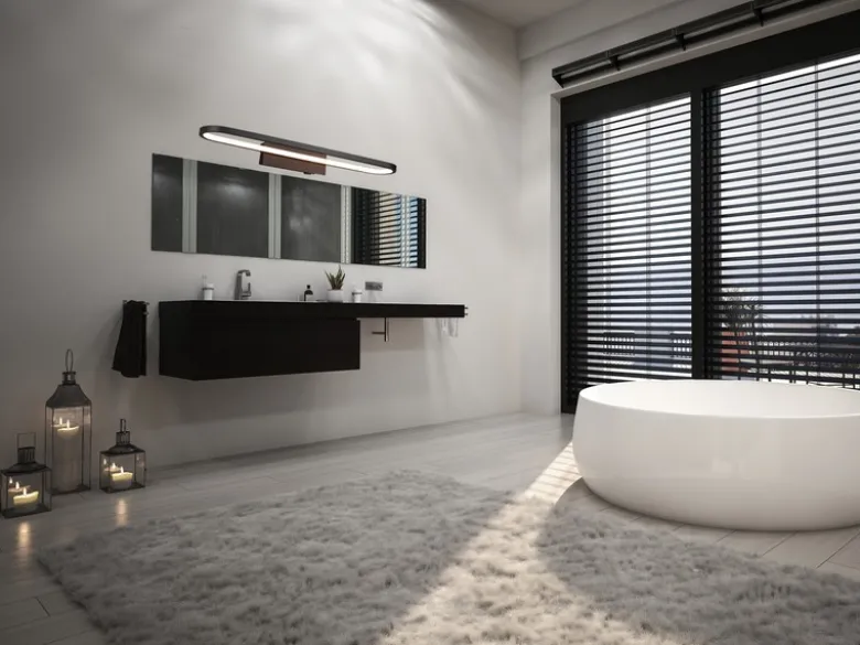 LED Badezimmer Wandleuchte GIANNI in Schwarz - Spiegelleuchte, Breite 60cm