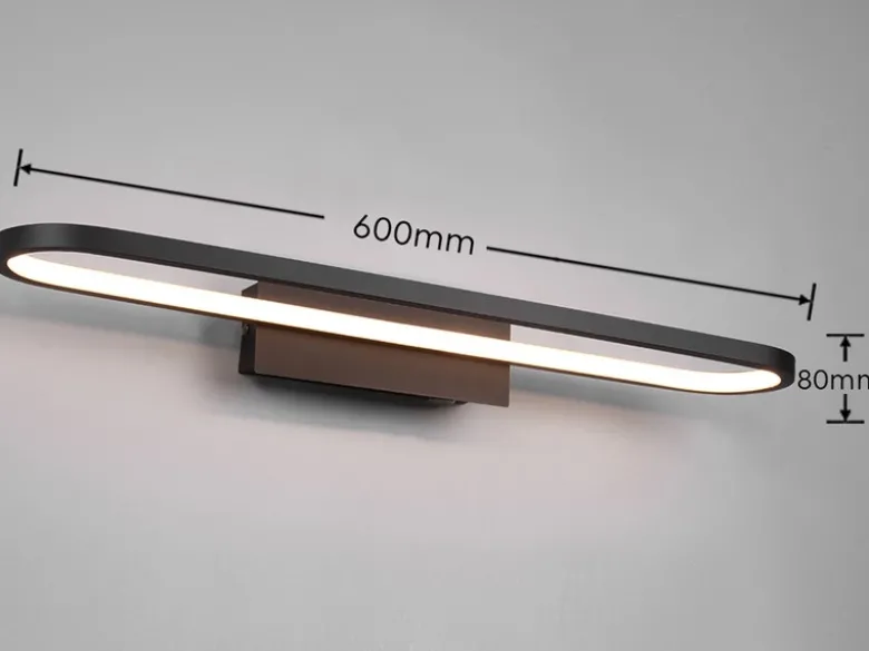LED Badezimmer Wandleuchte GIANNI in Schwarz - Spiegelleuchte, Breite 60cm