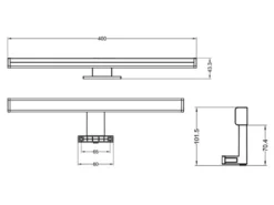 LED Badezimmer Wandleuchte LINO in Schwarz - Spiegelleuchte, Breite 40cm