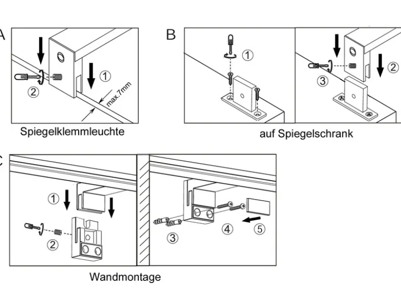 LED Badezimmer Wandleuchte LINO in Schwarz - Spiegelleuchte, Breite 60cm
