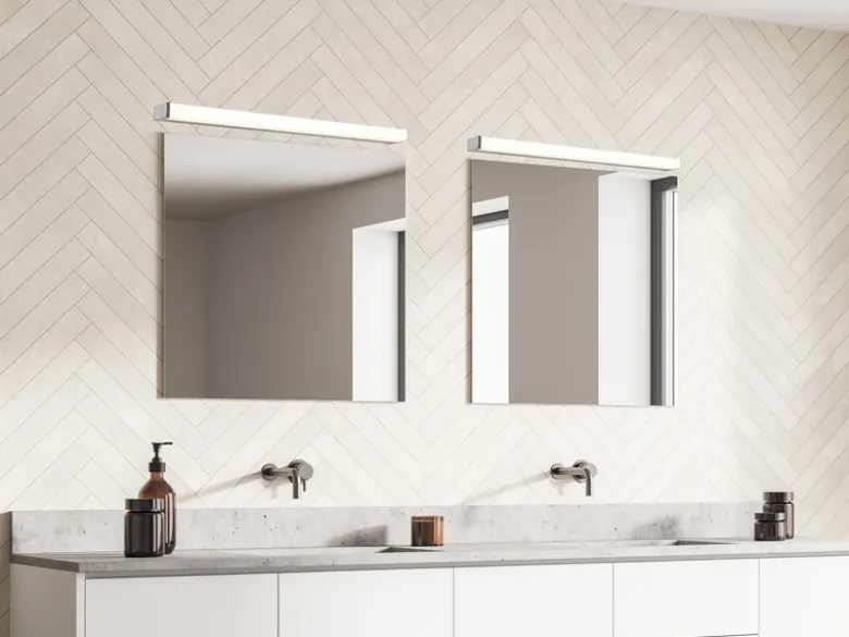 LED Badezimmer Wandleuchten 2er Set in Chrom - Spiegelleuchten, Breite 80cm