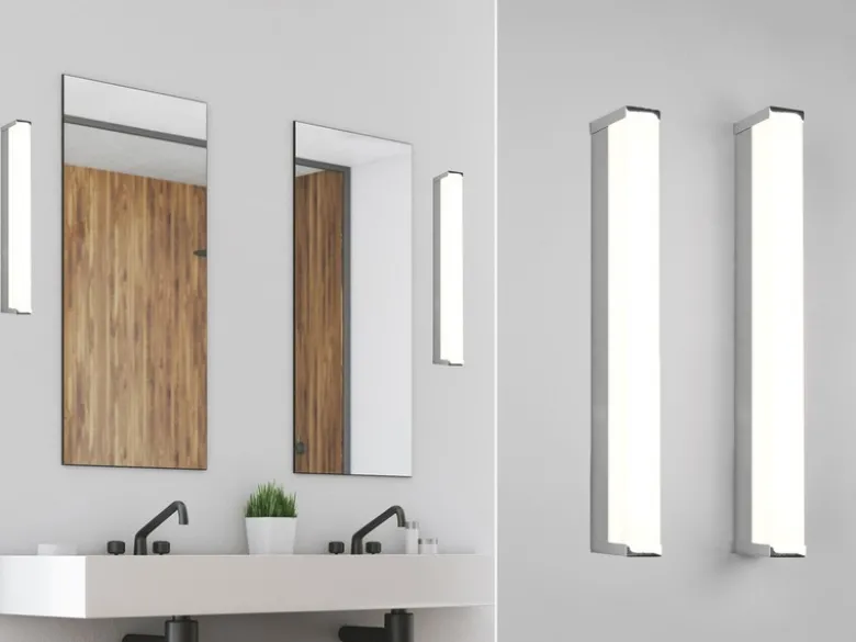 LED Badezimmer Wandleuchten 2er Set in Chrom - Spiegelleuchten, Breite 42,5cm