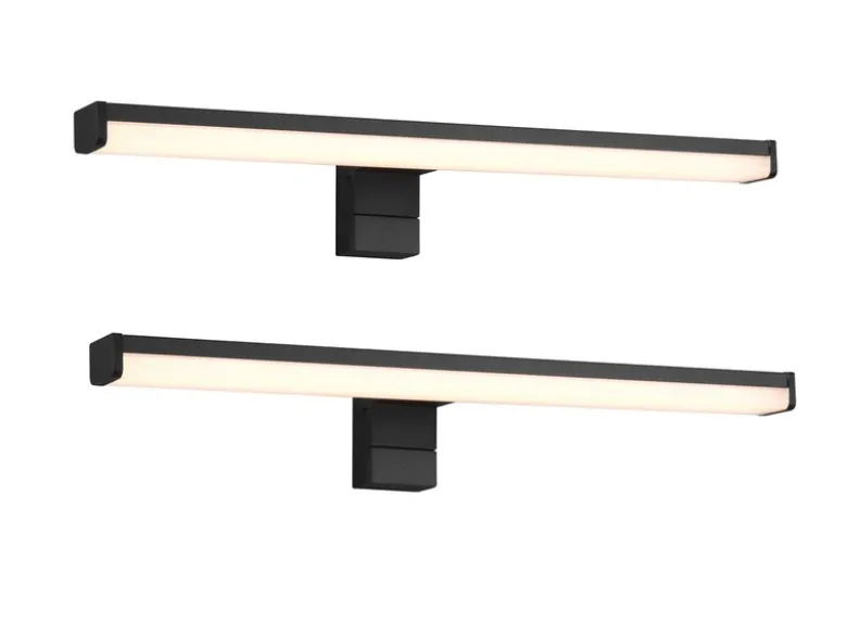 LED Badezimmer Wandleuchten 2er Set in Schwarz - Spiegelleuchten, Breite 40cm