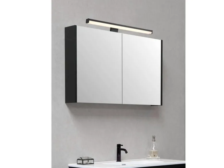 LED Badezimmer Wandleuchten 2er Set in Schwarz - Spiegelleuchten, Breite 40cm