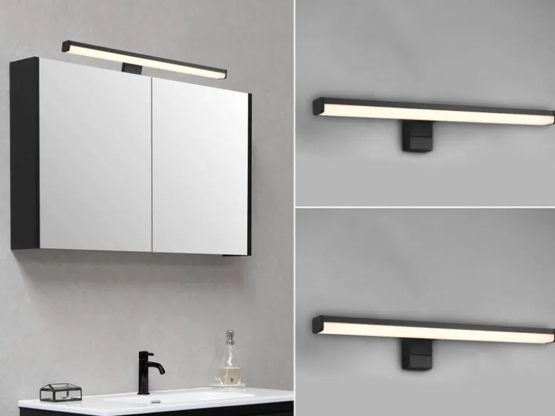 LED Badezimmer Wandleuchten 2er Set in Schwarz - Spiegelleuchten, Breite 40cm