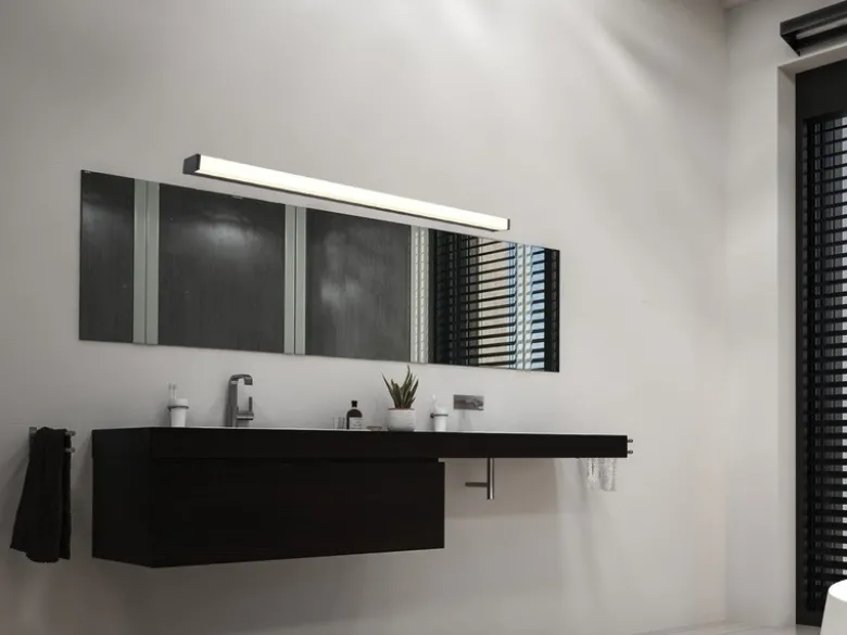 LED Badezimmer Wandleuchten 2er Set in Schwarz - Spiegelleuchten, Breite 120cm