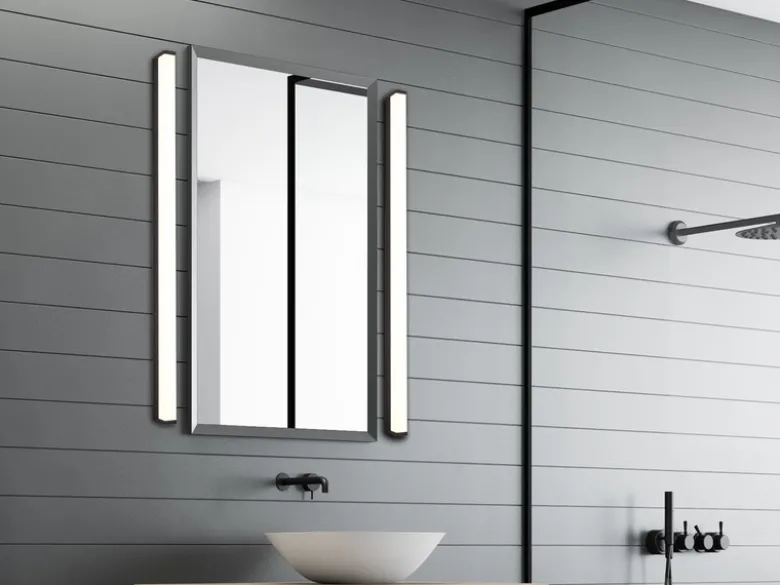 LED Badezimmer Wandleuchten 2er Set in Schwarz - Spiegelleuchten, Breite 120cm