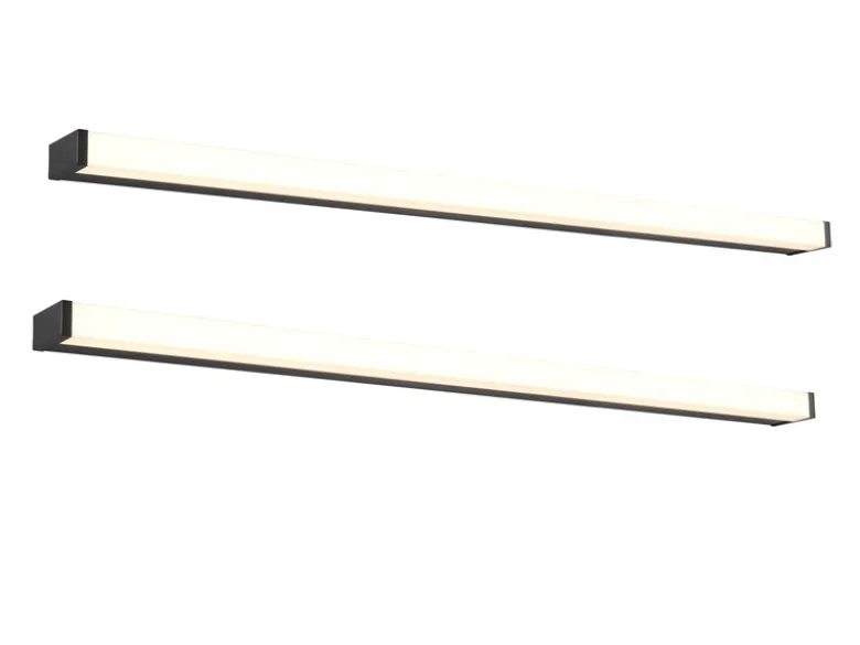 LED Badezimmer Wandleuchten 2er Set in Schwarz - Spiegelleuchten, Breite 120cm