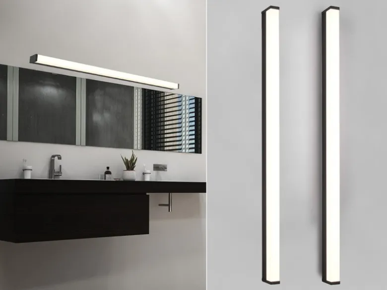 LED Badezimmer Wandleuchten 2er Set in Schwarz - Spiegelleuchten, Breite 120cm