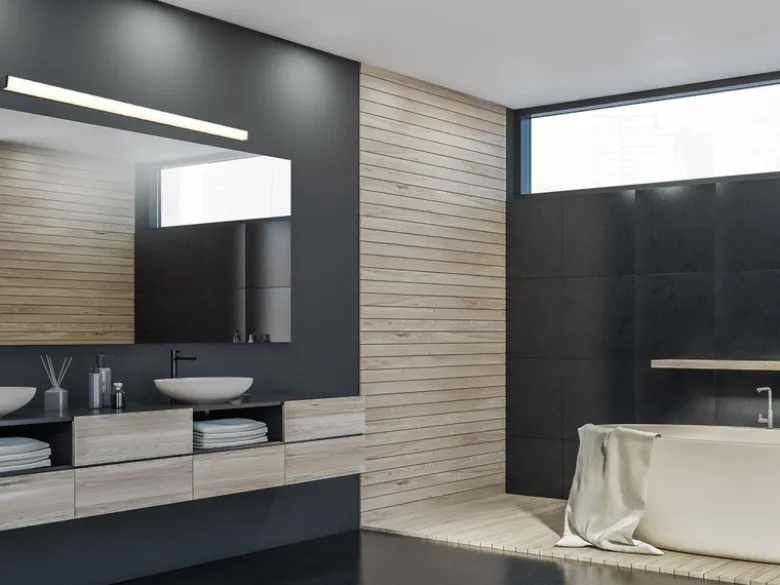 LED Badezimmer Wandleuchten 2er Set in Schwarz - Spiegelleuchten, Breite 120cm