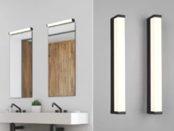LED Badezimmer Wandleuchten 2er Set in Schwarz - Spiegelleuchten, Breite 42,5cm