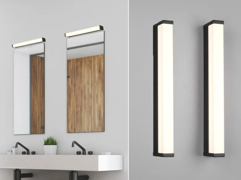 LED Badezimmer Wandleuchten 2er Set in Schwarz - Spiegelleuchten, Breite 42,5cm