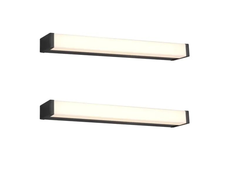 LED Badezimmer Wandleuchten 2er Set in Schwarz - Spiegelleuchten, Breite 42,5cm