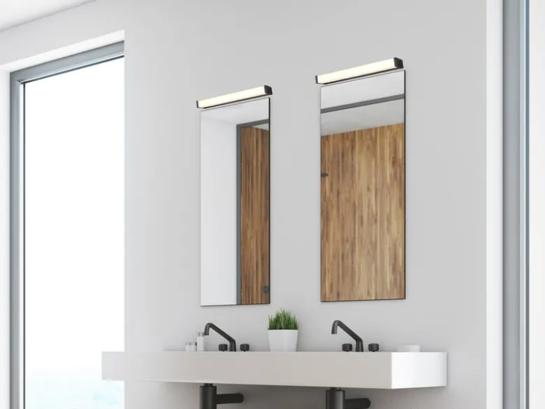 LED Badezimmer Wandleuchten 2er Set in Schwarz - Spiegelleuchten, Breite 42,5cm