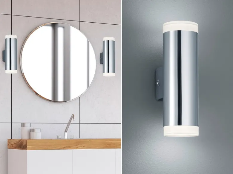 LED Badezimmer Wandleuchte RAY Up and Down in Chrom - Spiegelleuchte, H:17cm