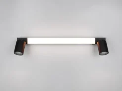LED Bad Spiegelleuchte ENRICO mit Schalter und 2 Strahlern Schwarz, Breite 60cm