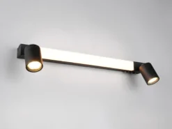 LED Bad Spiegelleuchte ENRICO mit Schalter und 2 Strahlern Schwarz, Breite 60cm
