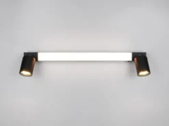 LED Bad Spiegelleuchte ENRICO mit Schalter und 2 Strahlern Schwarz, Breite 60cm