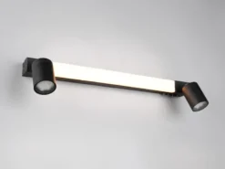 LED Bad Spiegelleuchte ENRICO mit Schalter und 2 Strahlern Schwarz, Breite 60cm