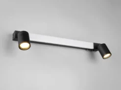 LED Bad Spiegelleuchte ENRICO mit Schalter und 2 Strahlern Schwarz, Breite 60cm