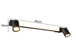 LED Bad Spiegelleuchte ENRICO mit Schalter und 2 Strahlern Schwarz, Breite 60cm