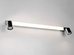 LED Bad Spiegelleuchte ENRICO mit Schalter und 2 Strahlern Chrom, Breite 90cm