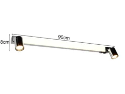 LED Bad Spiegelleuchte ENRICO mit Schalter und 2 Strahlern Chrom, Breite 90cm