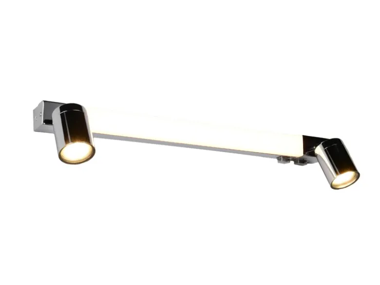 LED Bad Spiegelleuchte ENRICO mit Schalter und 2 Strahlern Chrom, Breite 60cm