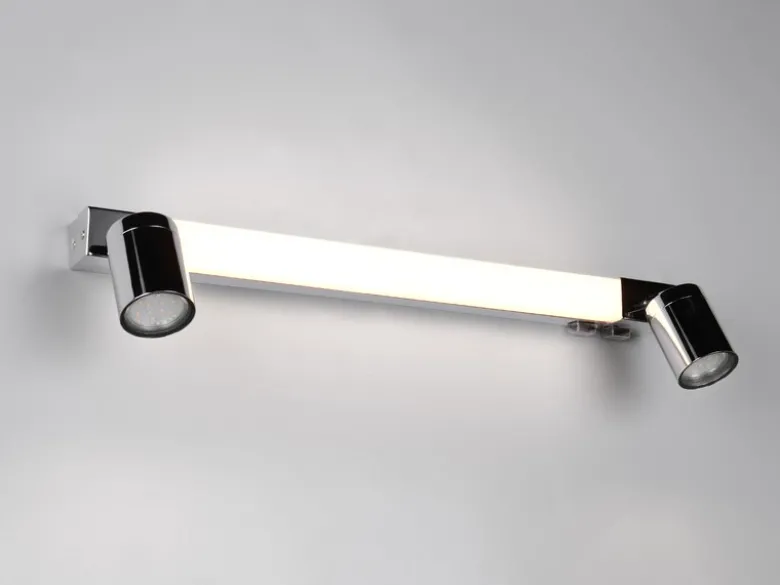 LED Bad Spiegelleuchte ENRICO mit Schalter und 2 Strahlern Chrom, Breite 60cm